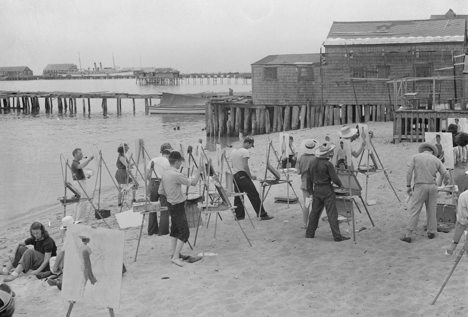 painters in provincetown on the beach vintage photograph e1568313151656