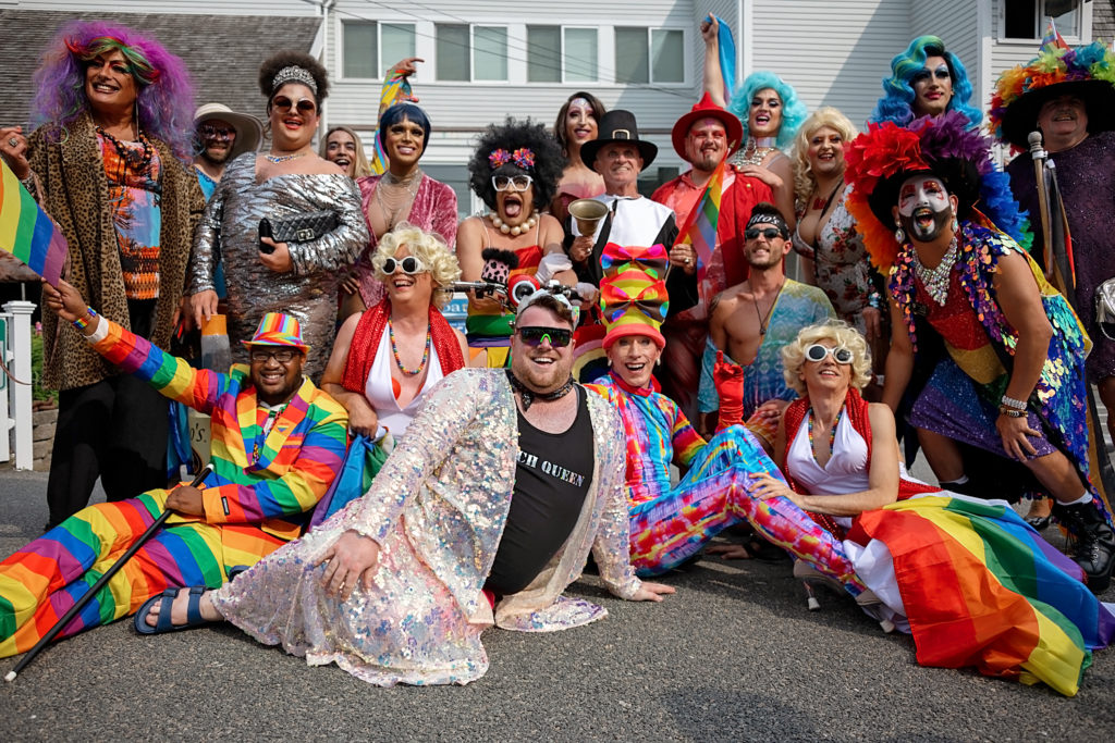 gaily dressed revelers at Provincetown Carnival