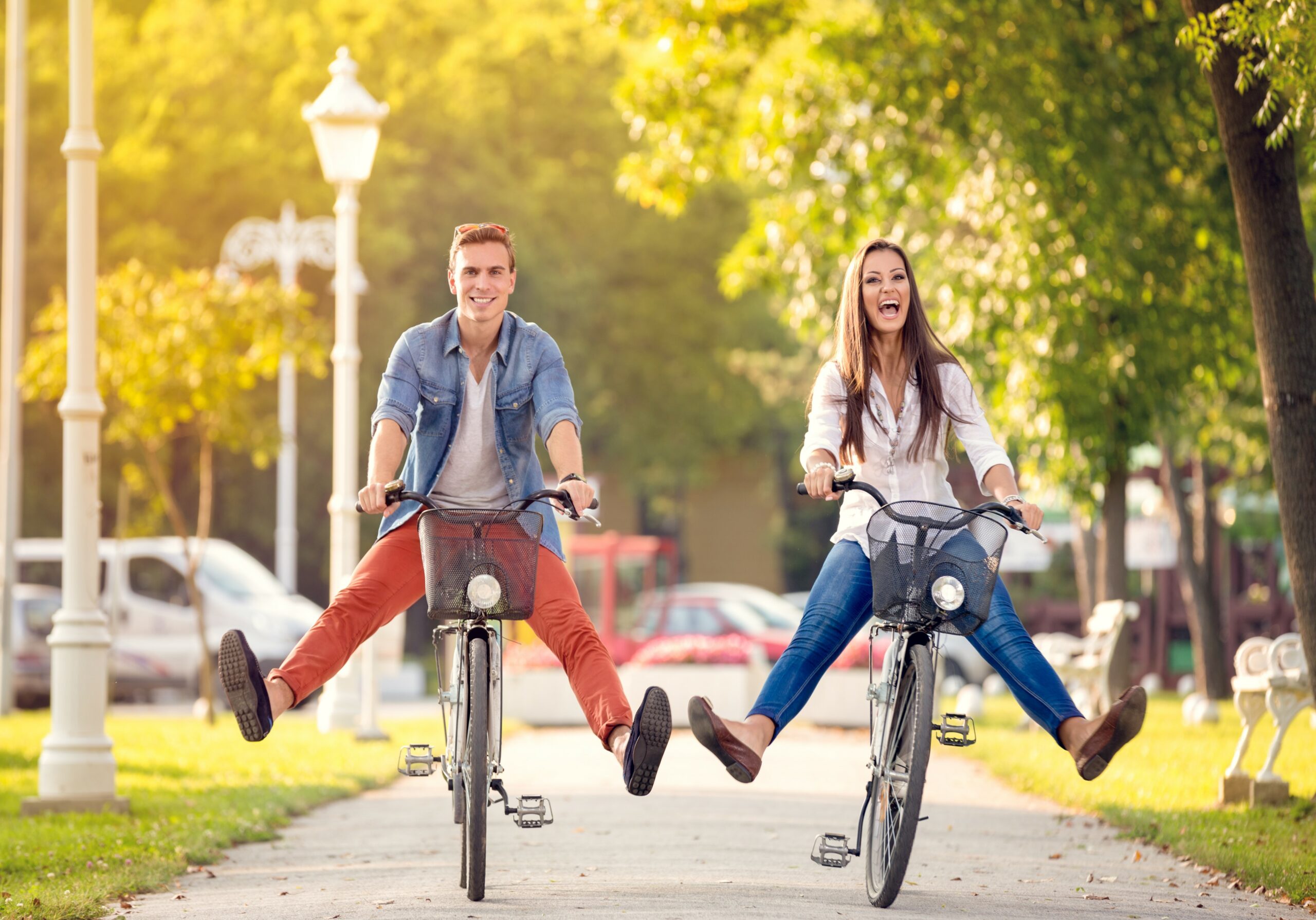 small Fun Couple on Bikes for Adventures in the Park The Alfond Inn 2020 scaled