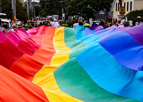 Giant Pride flag in Provincetown.