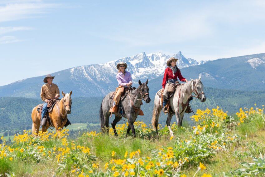 Three women on horseback