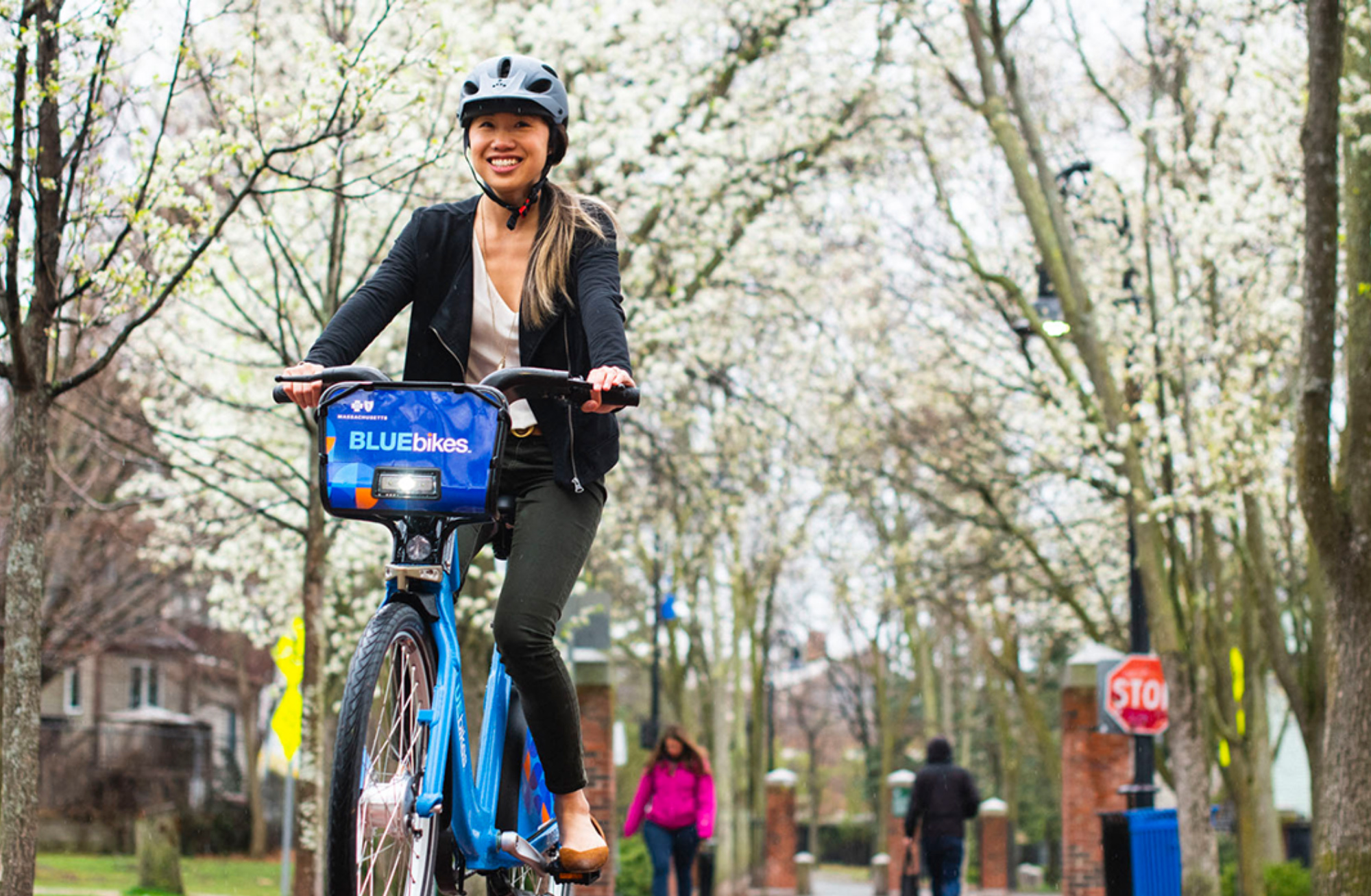 woman on bike in Boston