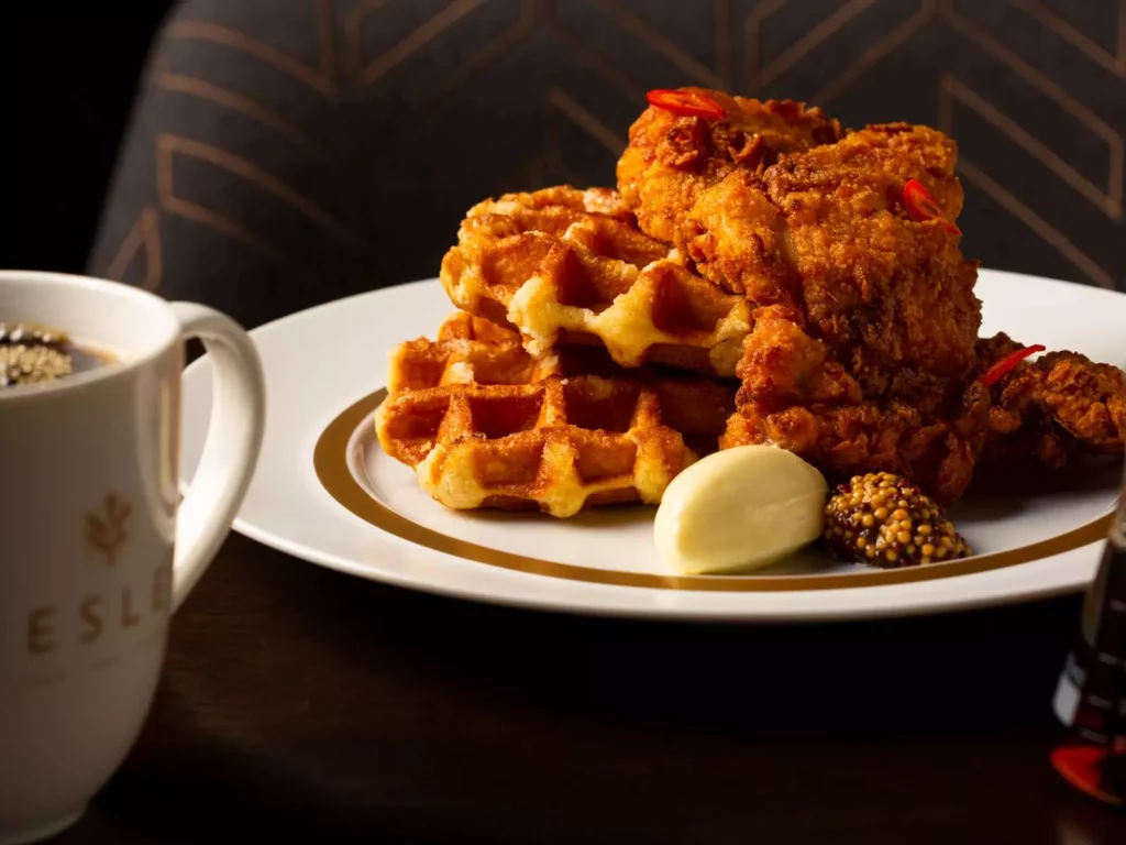 Chicken and waffles. 